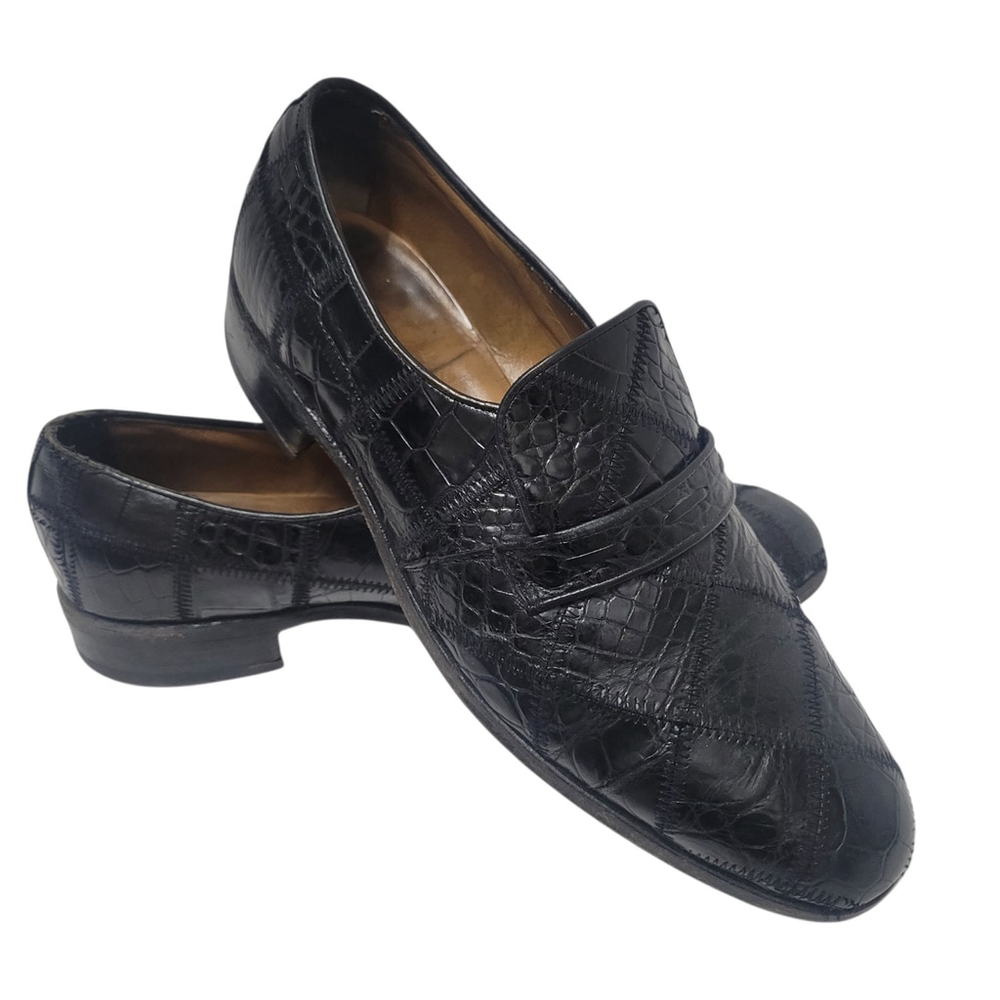 Nettleton Black Crocodile Slip-On Loafer Dress Shoes Style #74332 Size 9.5M